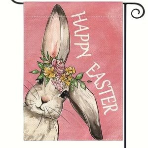 NIP Happy Easter Burlap Double Sided Garden Flag 
1pc, 12” x 18” Bunny Rabbit